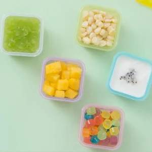 4-pack mini matförvaringsburkar för baby med lock, 60 ml, BPA-fria