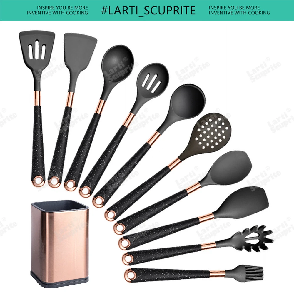 Non-stick köksredskapsset i silikon med roséguldfärgade handtag 7 Non-stick köksredskapsset i silikon med roséguldfärgade handtag - Bild 7
