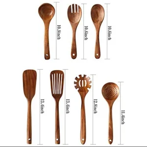 Träslevar i teak för matlagning – 1–10 delar, non-stick vänliga
