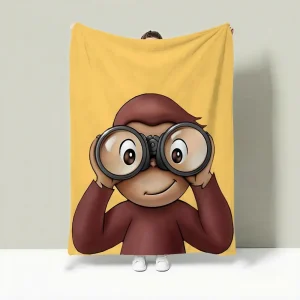 Cartoon Curious George-filt i flanell – lätt, mjuk och sommarlätt