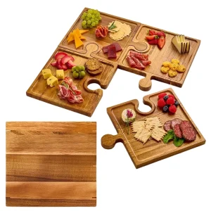 Alternative view of Pusselmönstrad serveringsbricka i trä för charcuterie och tilltugg