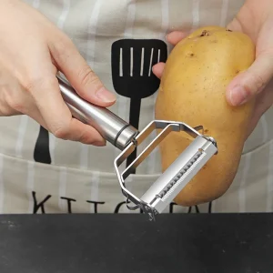 Multifunktionell grönsaks- och fruktskalare i rostfritt stål med julienne