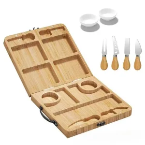 Bambu serveringsbräda för chark, ost och frukt med verktyg 13 Bambu serveringsbräda för chark, ost och frukt med verktyg