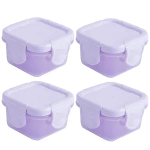 4-pack mini matförvaringsburkar för baby med lock, 60 ml, BPA-fria
