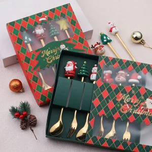 Christmas bestickset i rostfritt stål – sked och gaffel, 4/6 delar