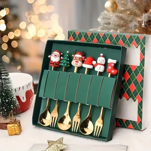 Julpresent bestickset med tomtefigur – sked och gaffel i rostfritt stål 18 Julpresent bestickset med tomtefigur – sked och gaffel i rostfritt stål