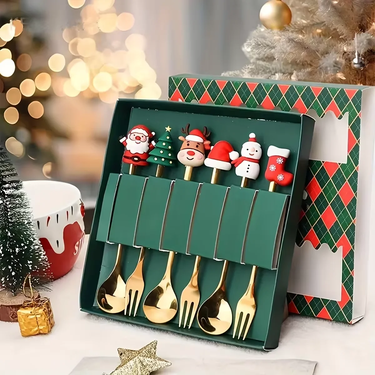 Julpresent bestickset med tomtefigur – sked och gaffel i rostfritt stål 3 Julpresent bestickset med tomtefigur – sked och gaffel i rostfritt stål - Bild 3