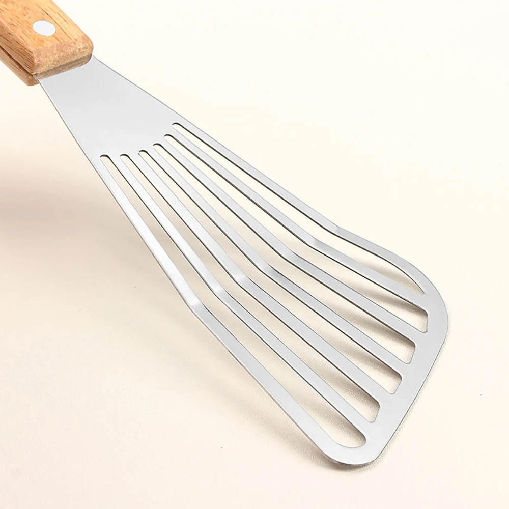Stekspade i rostfritt stål för fisk med trähandtag, fläktformad 5 Stekspade i rostfritt stål för fisk med trähandtag, fläktformad - Bild 5