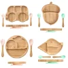 Barnservis i bambu med sugplatta, sked och gaffel – BPA-fri 31 Barnservis i bambu med sugplatta, sked och gaffel – BPA-fri