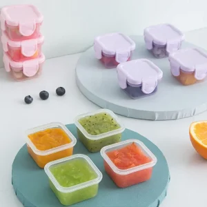 4-pack mini matförvaringsburkar för baby med lock, 60 ml, BPA-fria