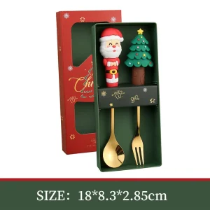 Julbestickset med tomte och snögubbe – dessertsked, gaffel och kniv
