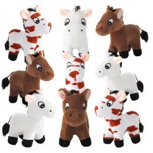 Mini hästgosedjur 12 cm i plysch, 9/12/24-pack med kedja
