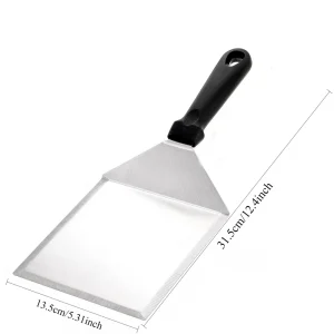 Rostfri grillspade i stål med halkfritt handtag, extra lång