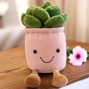 Plyschkrukväxt med suckulentmotiv, mjuk dekorationsdoll 35 cm