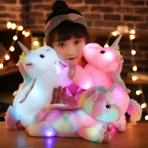 LED-belyst enhörningsgosedjur i mjuk plysch, 37 cm