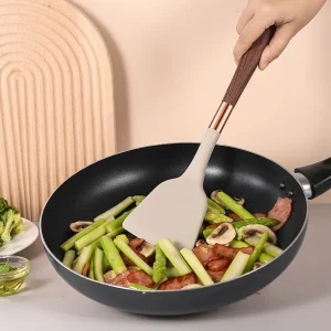 Kökstillbehör i silikon med träkorn 11-delars set, non-stick
