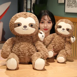 Lazy sloth gosedjur som kudde och sovkudde, mjuk plyschfigur