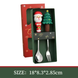 Julbestickset med tomte och snögubbe – dessertsked, gaffel och kniv