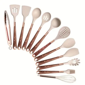 Non-stick köksredskapsset i silikon med roséguldfärgade handtag 34 Non-stick köksredskapsset i silikon med roséguldfärgade handtag