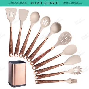 Non-stick köksredskapsset i silikon med roséguldfärgade handtag 28 Non-stick köksredskapsset i silikon med roséguldfärgade handtag