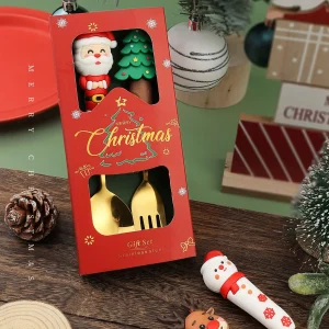 Julbestickset i rostfritt stål med sked och gaffel, julgåva