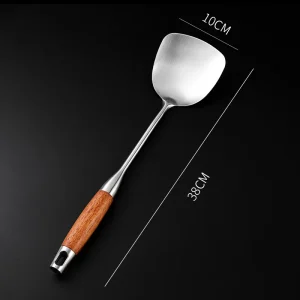 Stekspade i 304 rostfritt stål med handtag i rosenträ