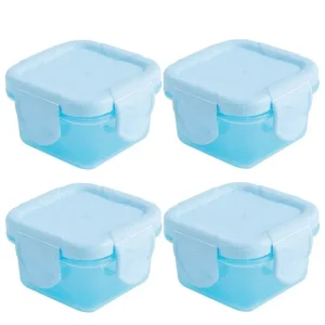 4-pack mini matförvaringsburkar för baby med lock, 60 ml, BPA-fria