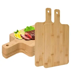 Bambuskärbräda med handtag för pizza, bröd, ost och servering