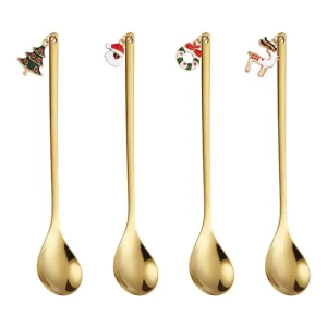Julkaffeskedar i rostfritt stål med festlig design, 2/4-pack