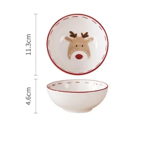 Julskål i keramik med julmotiv, präglad design och flera motiv