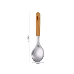 Slevar och stekspade i rostfritt stål med trähandtag för kök och bakning 17 Slevar och stekspade i rostfritt stål med trähandtag för kök och bakning