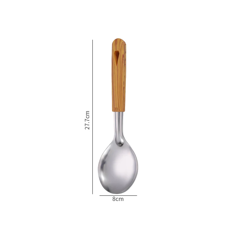 Slevar och stekspade i rostfritt stål med trähandtag för kök och bakning 7 Slevar och stekspade i rostfritt stål med trähandtag för kök och bakning - Bild 7
