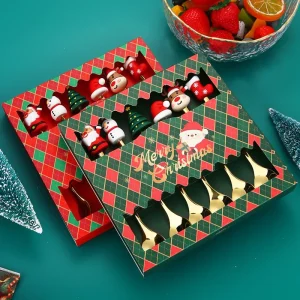 Julbestickset med dessertsked och gaffel, 2/4/6 delar, presentask