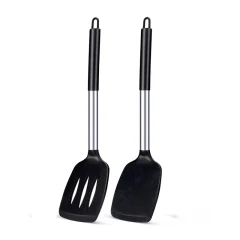Silikonspatelset med värmetålig nonstick-yta och stålskaft