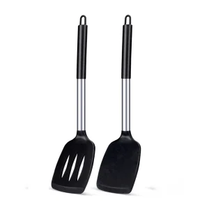 Silikonspatelset med värmetålig nonstick-yta och stålskaft