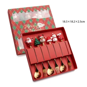Julbestickset med dessertsked och gaffel, 2/4/6 delar, presentask