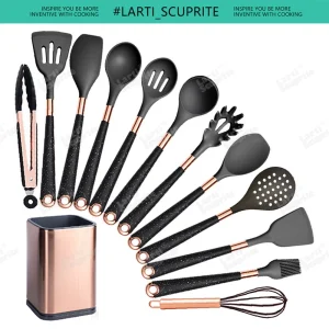 Non-stick köksredskapsset i silikon med roséguldfärgade handtag 26 Non-stick köksredskapsset i silikon med roséguldfärgade handtag