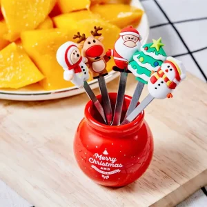 5-delars julfruktgaffelset i rostfritt stål med burk