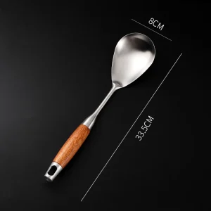 Stekspade i 304 rostfritt stål med handtag i rosenträ