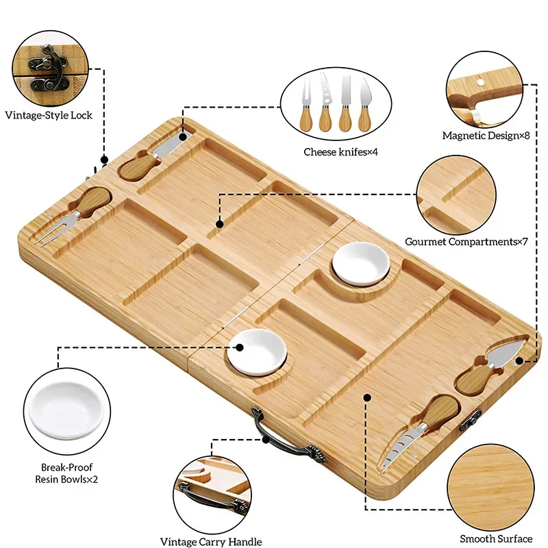 Bambu serveringsbräda för chark, ost och frukt med verktyg 5 Bambu serveringsbräda för chark, ost och frukt med verktyg - Bild 5
