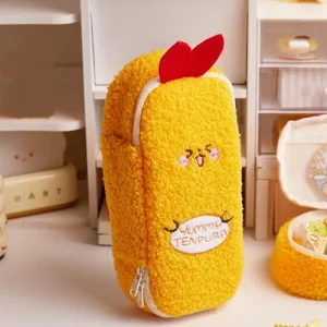 Tempura räka plush pennfodral – söt kartoonisk stationär väska