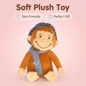 Curious George gosedjur med blå mössa och halsduk, mjuk plyschapa - A-30cm