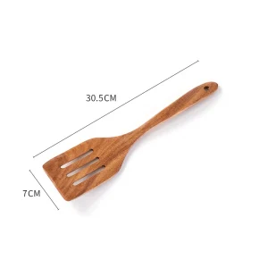 Spatelset i akaciaträ med långt handtag, 2 delar för matlagning