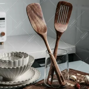 Alternative view of Träspatlar 2-pack med långskaftad hålslev för matlagning och bakning