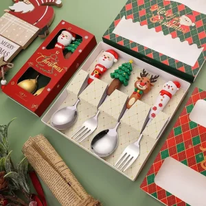 Julbestickset i rostfritt stål med sked och gaffel, julgåva