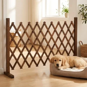 Wood Expandable Fence Freestanding Trellis Gate Durable Garden Decor Yard Partition for Exterior Balcony Outdoor