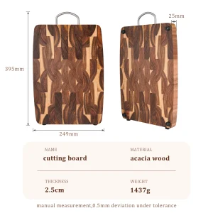 Skärbräda i ändträ av akaciaträ med handtag, 39,5 x 24,9 x 2,5 cm 11 Skärbräda i ändträ av akaciaträ med handtag, 39,5 x 24,9 x 2,5 cm