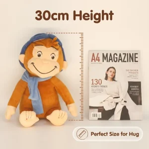 Curious George gosedjur med blå mössa och halsduk, mjuk plyschapa