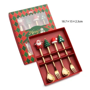 Julbestickset med dessertsked och gaffel, 2/4/6 delar, presentask