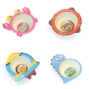 Babys servisset i naturlig bambufiber med söta djurmotiv